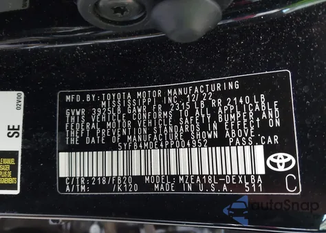 2023 Toyota Corolla Le from USA, damaged, VIN 5YFB4MDE4PP004952